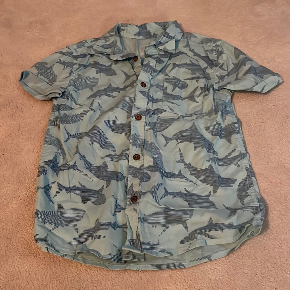 Boys Shark short sleeved button down shirt